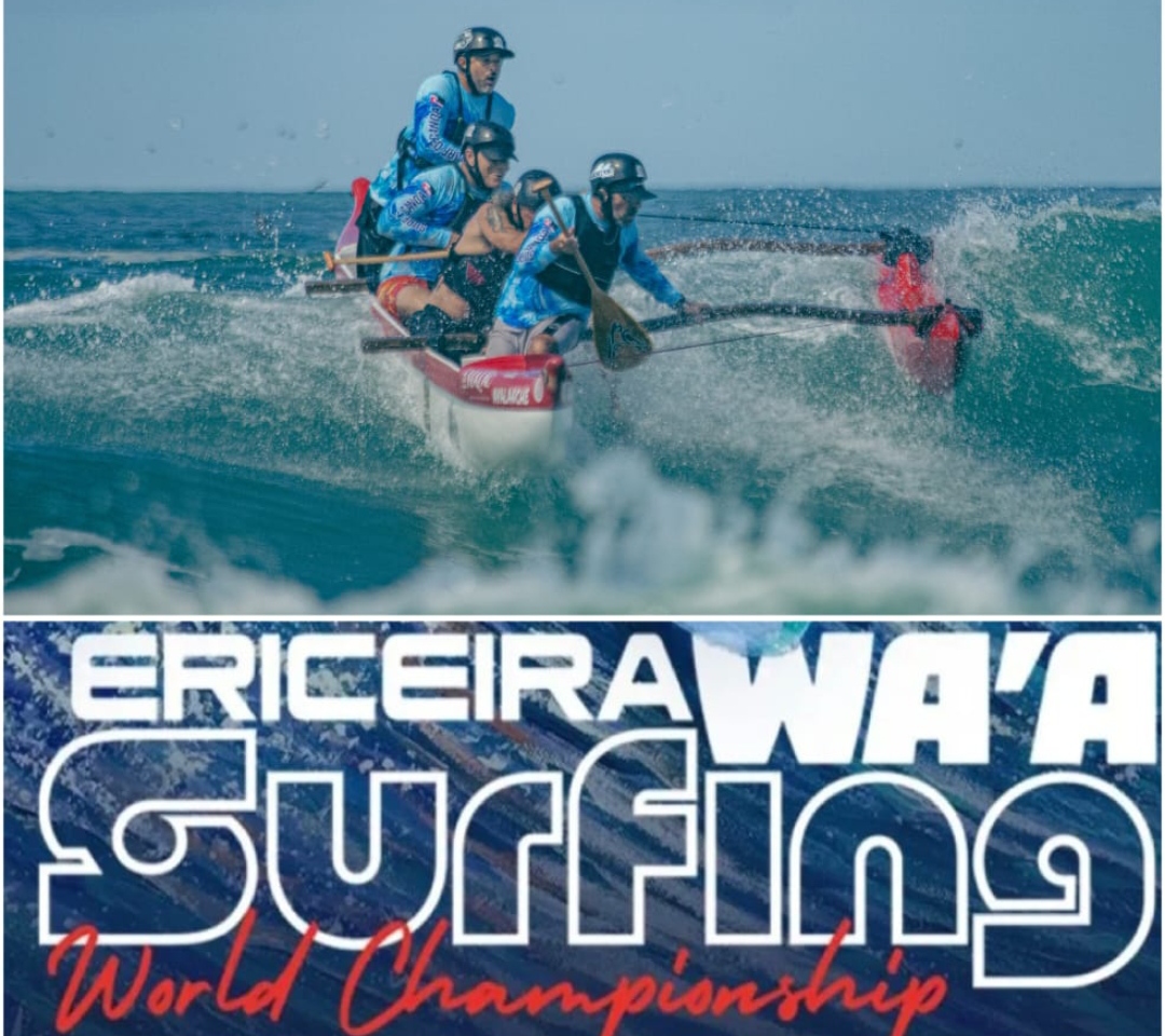 Equipe Maori representa Vila Velha no Mundial de surfe de canoa em Portugal.